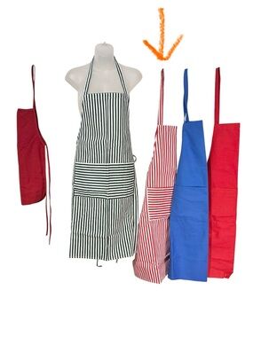 Kitchen or Craft Striped Bib Apron, RED & WHITE, Never Worn!